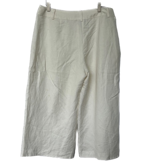 Coldwater Creek Cropped Pants Sz 12 Linen Blend Ivory Wide Leg Lined - Picture 5 of 7
